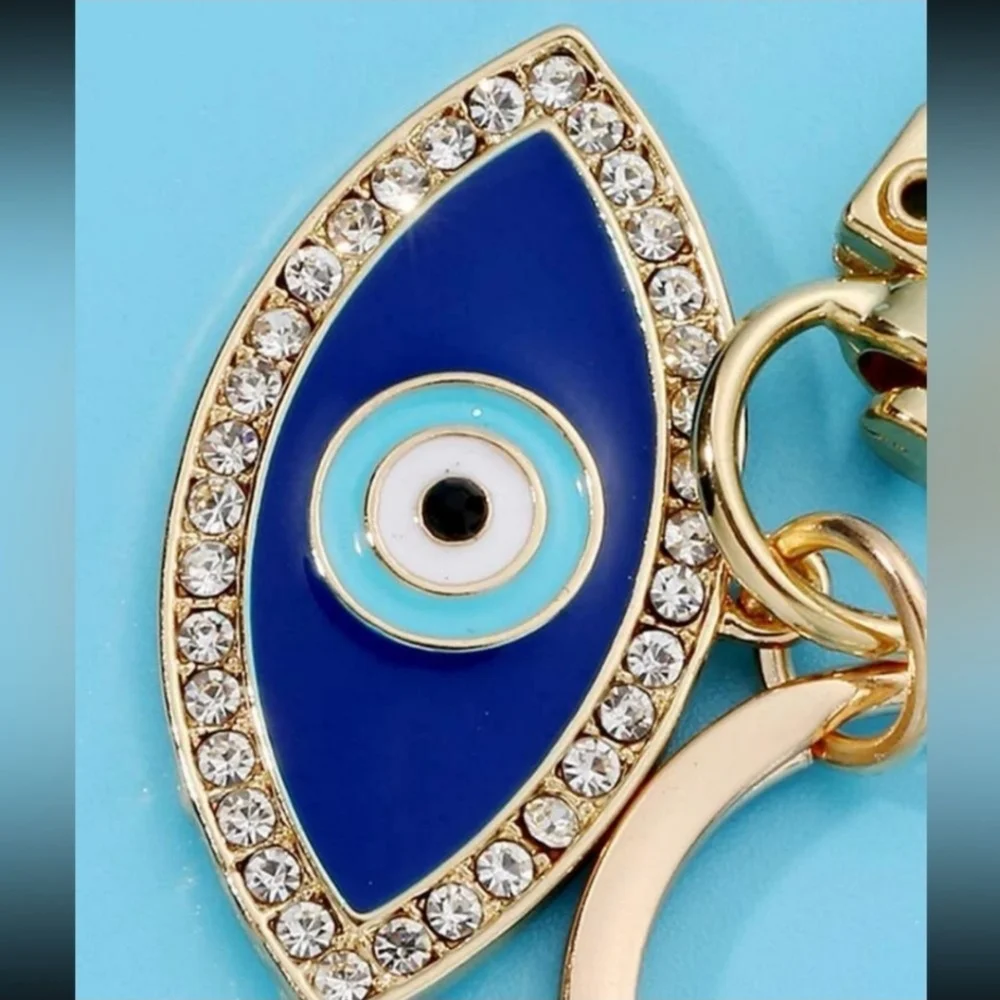 Rhinestone "Evil Eye" Keychain/Bag 🎒👜 Charm ~ Protection, Luck 🍀, Size Large - Picture 6 of 10